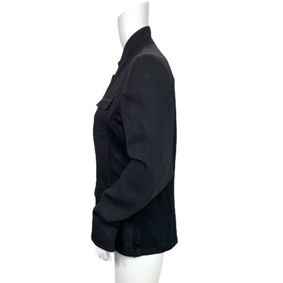 Tahari Black Utility Blazer Jacket Mixed Garbadine Knit Size 6 - Picture 4 of 10